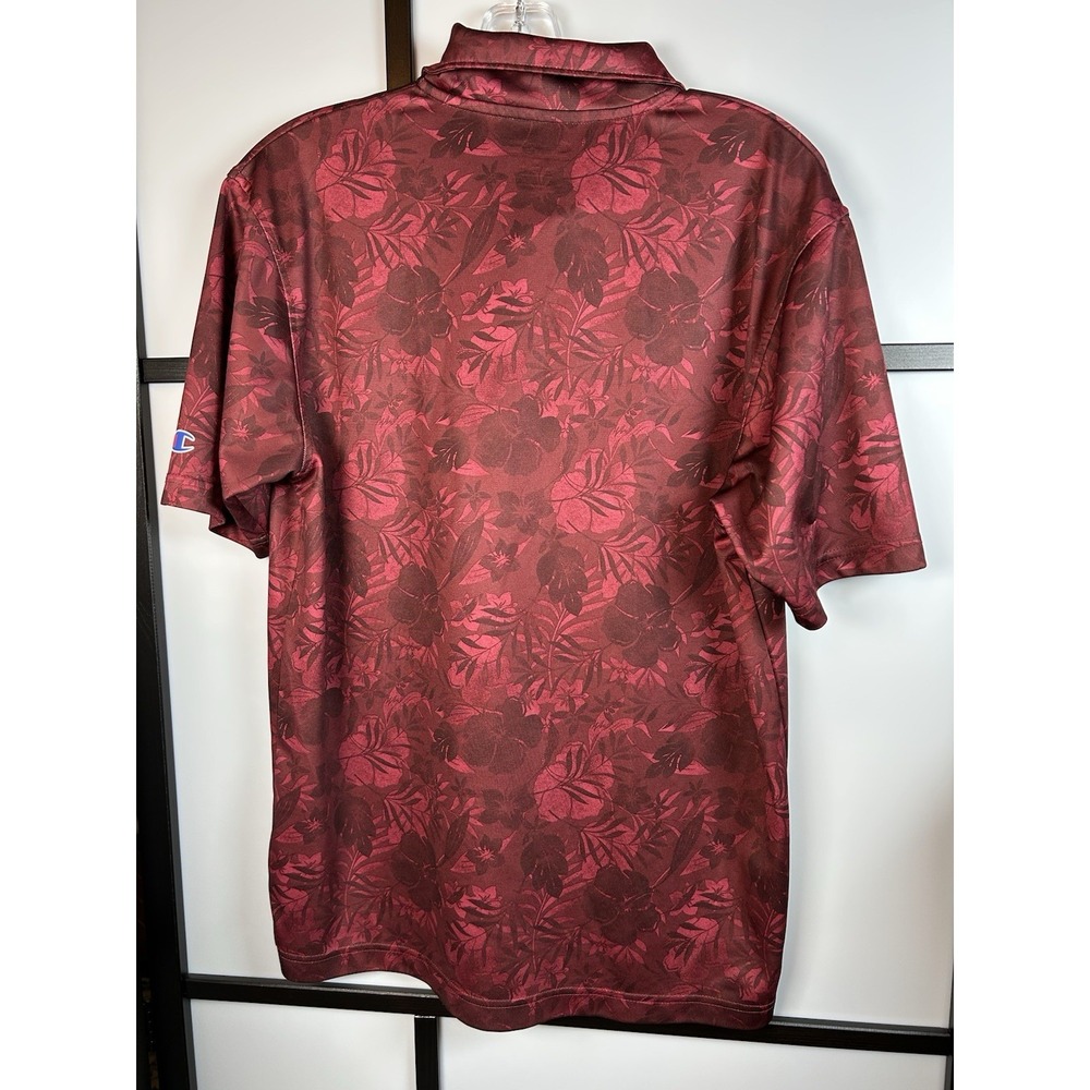MN Gophers Champion Polo Shirt Mens‎ M Maroon Floral Tropical Golf Performance - Picture 2 of 10